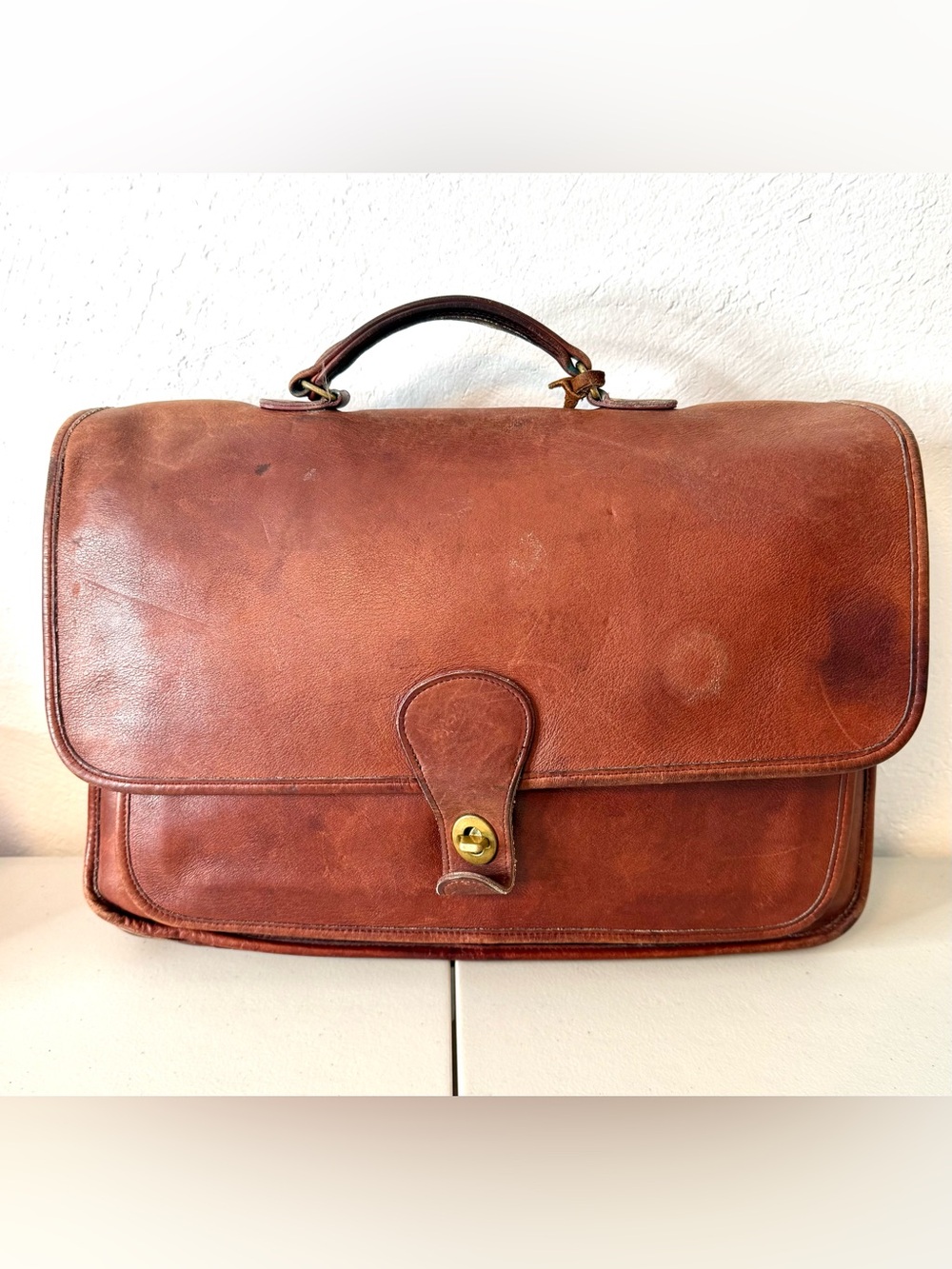 Vintage Coach 210 Leather Attache Briefcase USA Made Brown Glove Tanned Turn